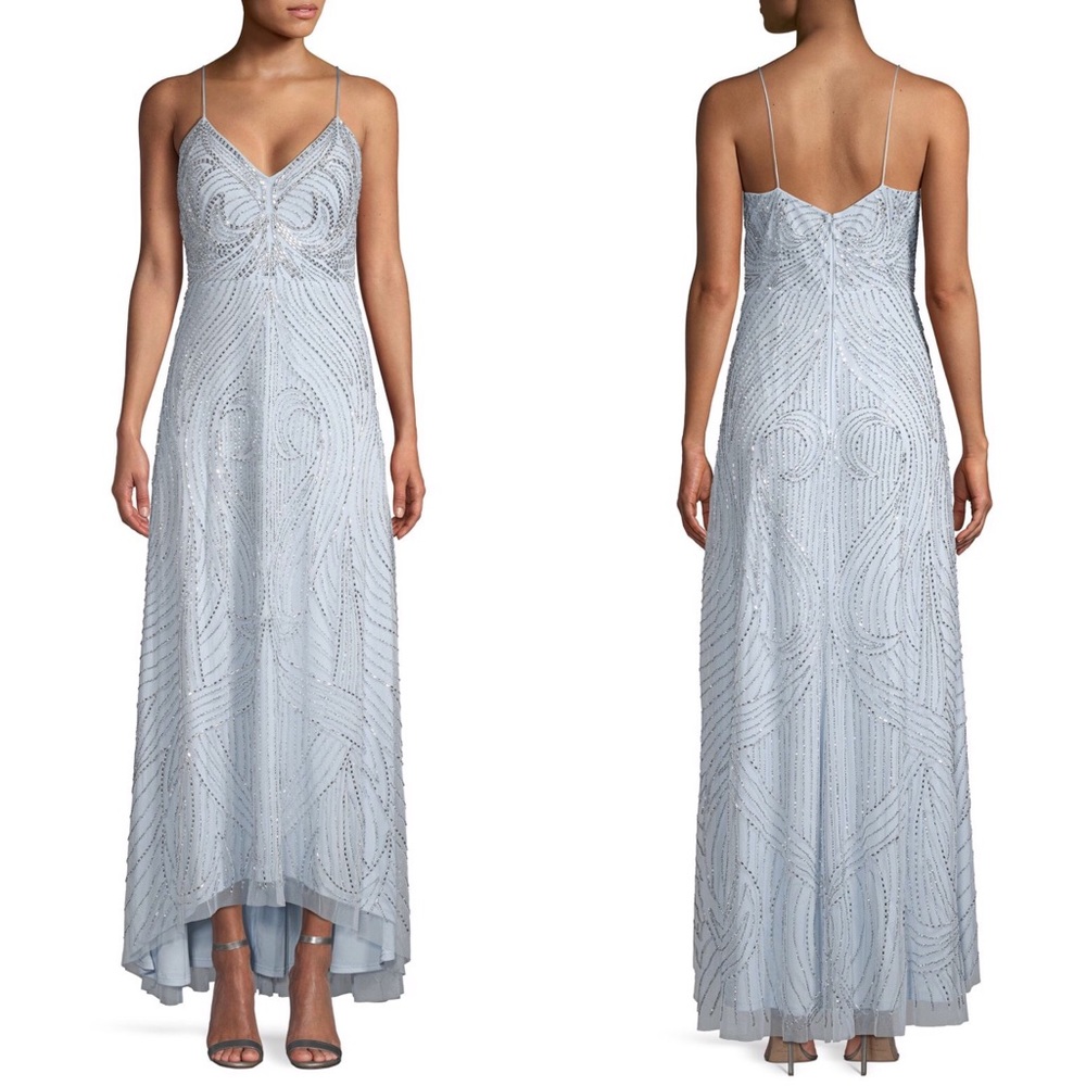 NWT Aidan Mattox Beaded Spaghetti Strap Gown